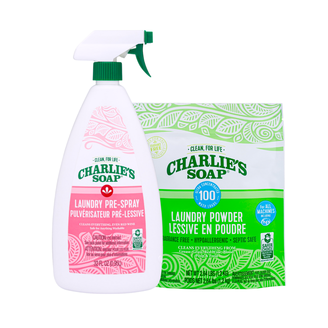 Charlie's Soap Pre-Spray and Laundry Powder Bundle - 100 Loads